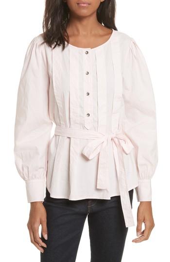 Women's La Vie Rebecca Taylor Belted Poplin Top - Pink