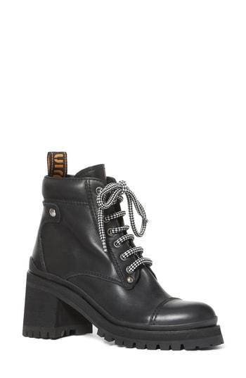 Women's Miu Miu Lugged Combat Boot .5us / 39.5eu - Black