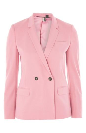 Women's Topshop Double Breasted Suit Jacket Us (fits Like 0) - Pink
