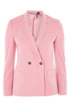 Women's Topshop Double Breasted Suit Jacket Us (fits Like 0) - Pink