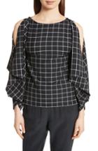 Women's Robert Rodriguez Windowpane Print Cold Shoulder Top