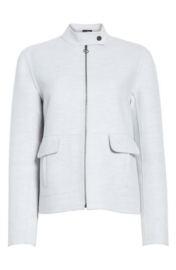 Women's St. John Collection Nehru Collar Double Face Jacket - Grey