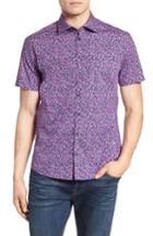 Men's Stone Rose Slim Fit Shark Print Sport Shirt (s) - Pink