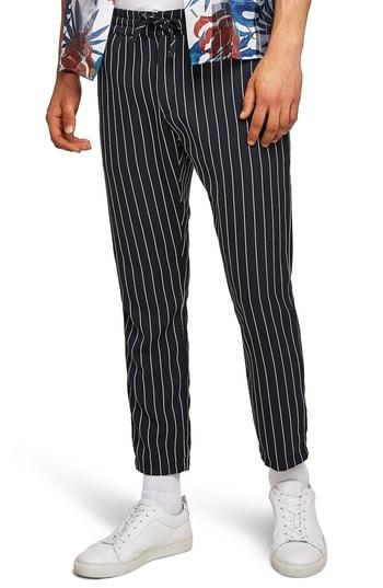 Men's Topman Pinstripe Woven Jogger Pants 32 - Blue