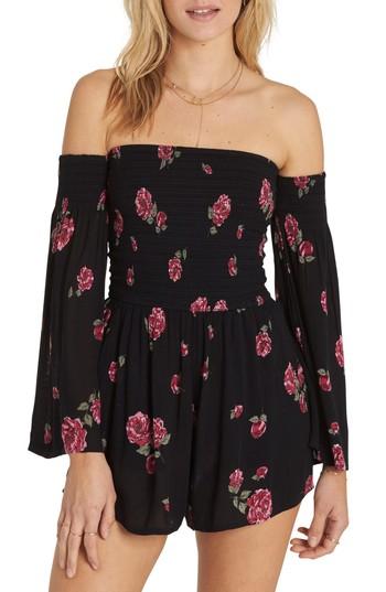 Women's Billabong Hola Noche Off The Shoulder Romper - Black