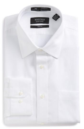 Men's Nordstrom Men's Shop Smartcare(tm) Trim Fit Dress Shirt 32/33 - White