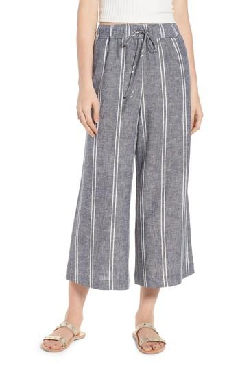 Women's Bp. Stripe Linen Blend Culottes, Size - Blue