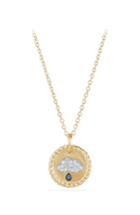 Women's David Yurman Cable Collectibles Raincloud Necklace With Diamonds & Light Blue Sapphires In 18k Gold