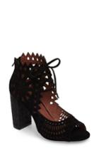 Women's Jeffrey Campbell Cordia Perforated Bootie Sandal .5 M - Black