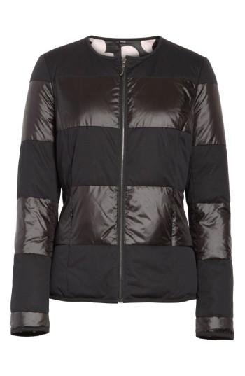 Women's St. John Collection Reversible Dot Print Matte & Shiny Jacket - Black
