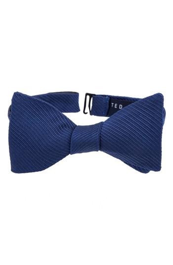 Men's Ted Baker London Fancy Silk & Cotton Bow Tie, Size - Blue