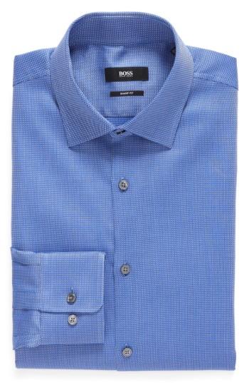 Men's Boss Sharp Fit Solid Dress Shirt - L - Blue