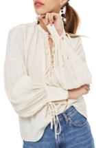 Women's Topshop Star Jacquard Gypsy Blouse Us (fits Like 0) - Ivory