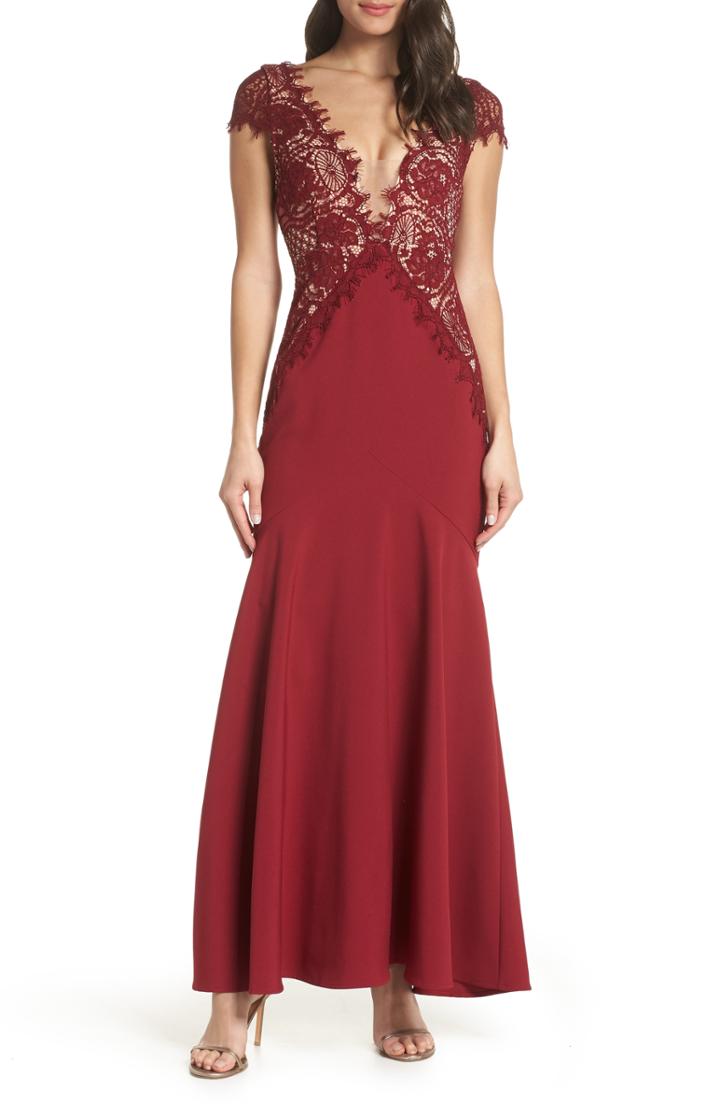 Women's Foxiedox Amare Trumpet Evening Dress - Burgundy