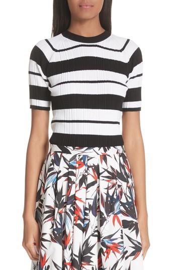 Women's Jason Wu Stripe Silk Blend Sweater - Black
