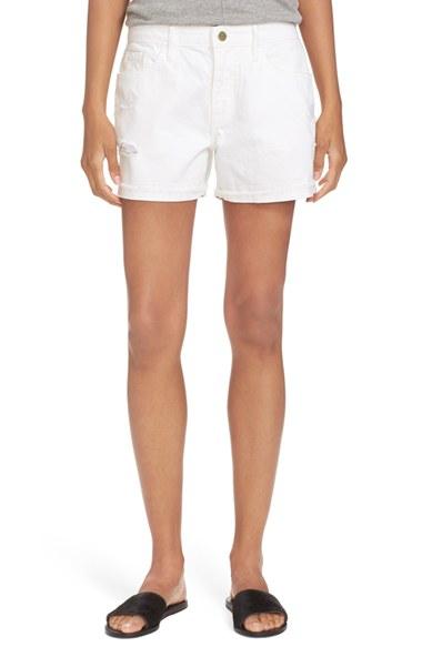 Women's Frame Distressed Denim Shorts - White