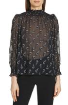 Women's Ba & Sh Malawi Tumbling Blossoms Silk Georgette Blouse - Black