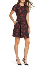 Women's Vince Camuto Jacquard Fit & Flare Dress (similar To 14w) - Blue
