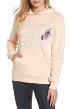 Women's Bow & Drape Don't Stop Believing Hoodie - Pink