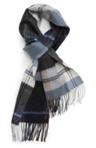 Men's Nordstrom Men's Shop Cashmere Plaid Scarf, Size - Blue