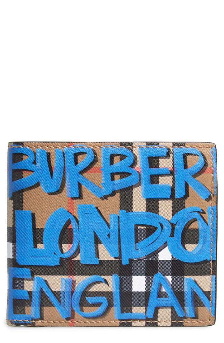 Men's Burberry Graffiti Print Leather Wallet -