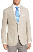 Men's Jkt New York Trim Fit Wool & Linen Blazer R - Beige