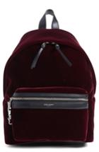 Saint Laurent Mini City Velour Backpack - Red