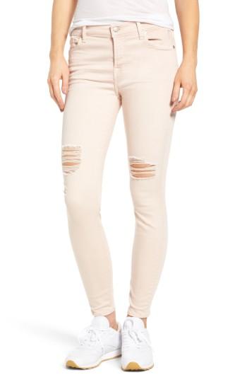 Women's 7 For All Mankind Ripped Ankle Skinny Jeans - Pink