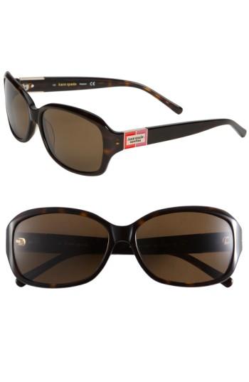 Women's Kate Spade New York 'annika' 56mm Polarized Rectangular Sunglasses -