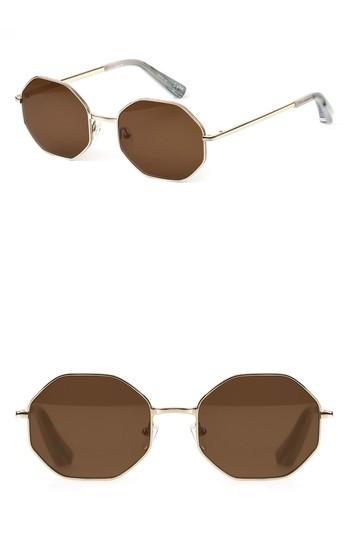 Women's Elizabeth And James Lynn 53mm Octagonal Lens Sunglasses - Light Gold/ Brown