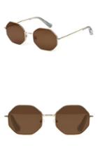 Women's Elizabeth And James Lynn 53mm Octagonal Lens Sunglasses - Light Gold/ Brown