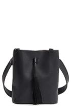 Street Level Faux Leather Tassel Bucket Crossbody Bag -