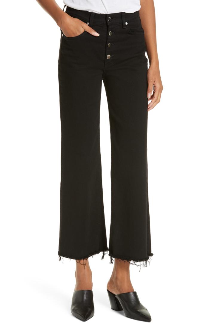 Women's Rag & Bone/jean Justine High Waist Cutoff Wide Leg Jeans - Black