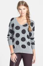Junior Women's Love By Design Polka Dot V-neck Sweater