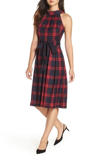 Women's 1901 Jacquard Fit & Flare Dress - Red