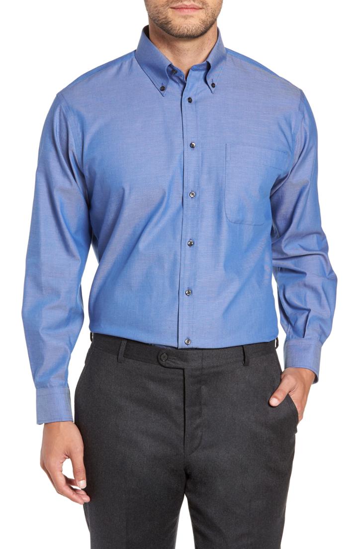 Men's Nordstrom Men's Shop Classic Fit Non-iron Dress Shirt - 34 - Blue