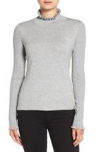 Women's Cece Rib Sleeve Ruffle Trim Turtleneck