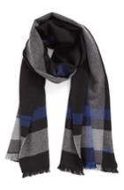 Men's Hickey Freeman Exploded Plaid Wool Scarf, Size - Black