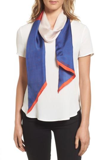 Women's Vince Camuto Geo Dot Bias Cut Silk Skinny Scarf, Size - Blue