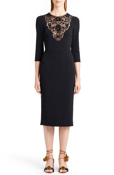 Women's Dolce & Gabbana Lace Inset Sheath Dress