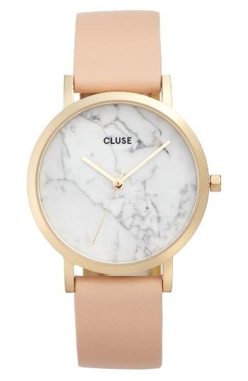 Women's Cluse La Roche Small Stone Leather Strap Watch, 33mm