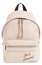 Saint Laurent Toy Embroidered Logo Leather Backpack - Pink