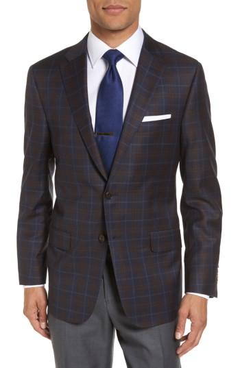 Men's Hickey Freeman B-series Classic Fit Plaid Wool Sport Coat R - Blue