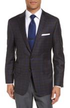 Men's Hickey Freeman B-series Classic Fit Plaid Wool Sport Coat R - Blue