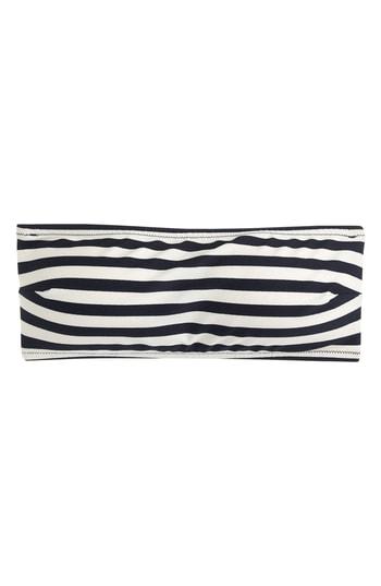 Women's J.crew Stripe Tie Back Bandeau Bikini Top - Blue