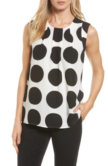 Women's Vince Camuto Pleat Polka Dot Blouse - White