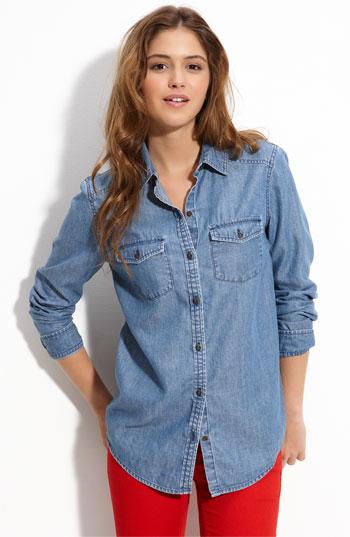 Rubbish 'Winter Chambray' Shirt (Juniors) Dark Wash X-Large