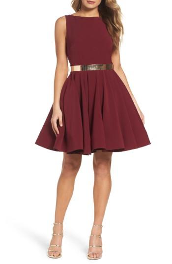 Women's Ieena For Mac Duggal Belted Fit & Flare Dress