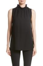 Women's Lafayette 148 New York Percy Silk Double Georgette Blouse, Size - Black