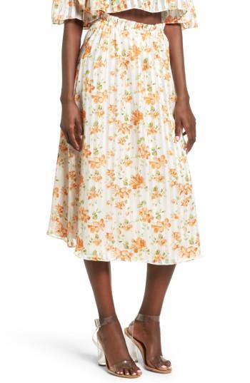 Women's Privacy Please Whitney Floral Midi Skirt - Orange